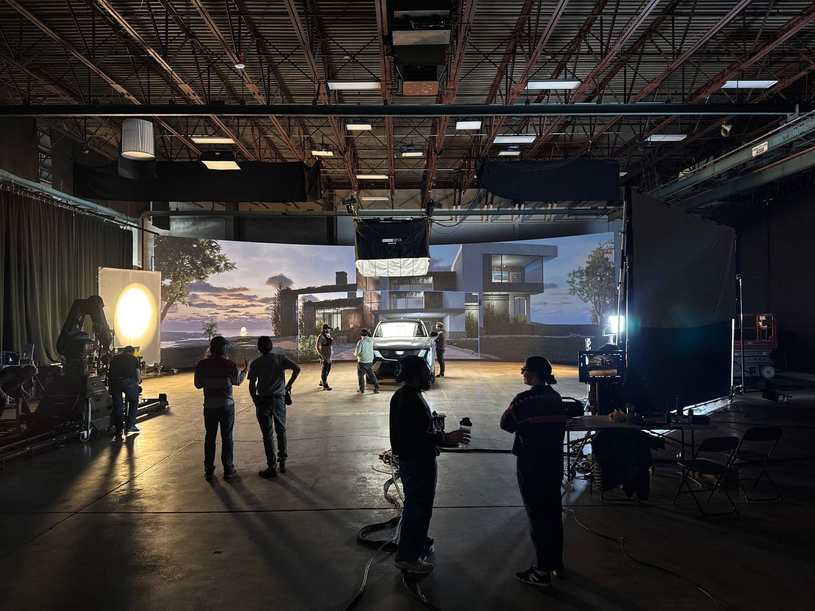 Production crew working on the ACME virtual production stage